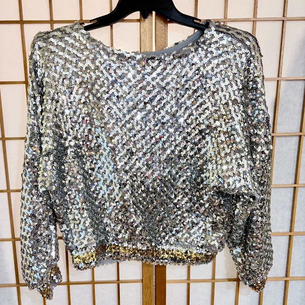 silver sequins top 1970’s vintage Teddi’s of California size medium